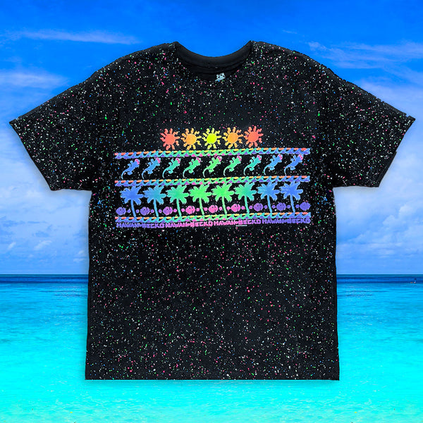 Surf N' Sun - 1980's Splatter Glow Black Tee