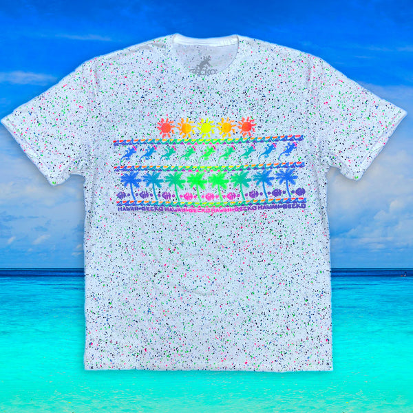 Surf N' Sun - Summer Splatter White Glow Tee