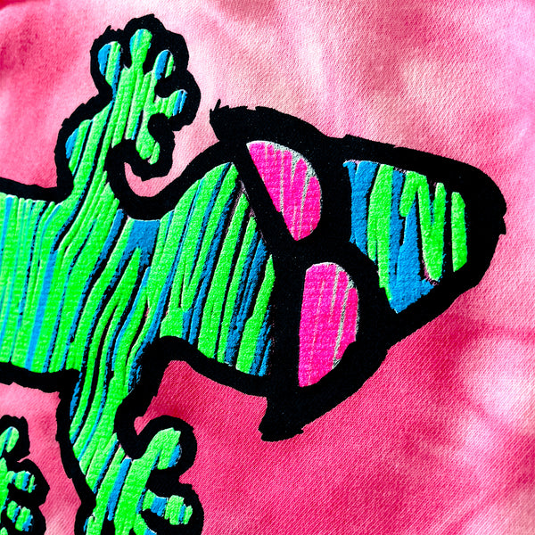 Gecko High Lighter - Neon Pink Tie Dye Hoodie
