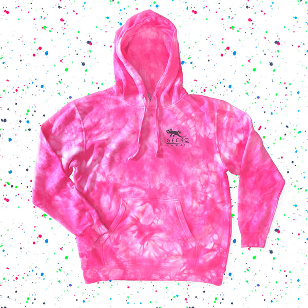 Gecko High Lighter - Neon Pink Tie Dye Hoodie