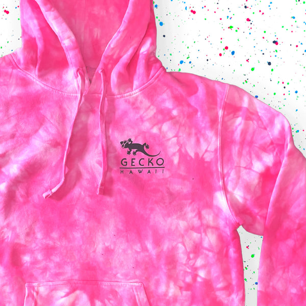 Gecko High Lighter - Neon Pink Tie Dye Hoodie