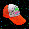 Glow-In-The-Dark Splatter Neon Orange Trucker Hat (LIMITED)