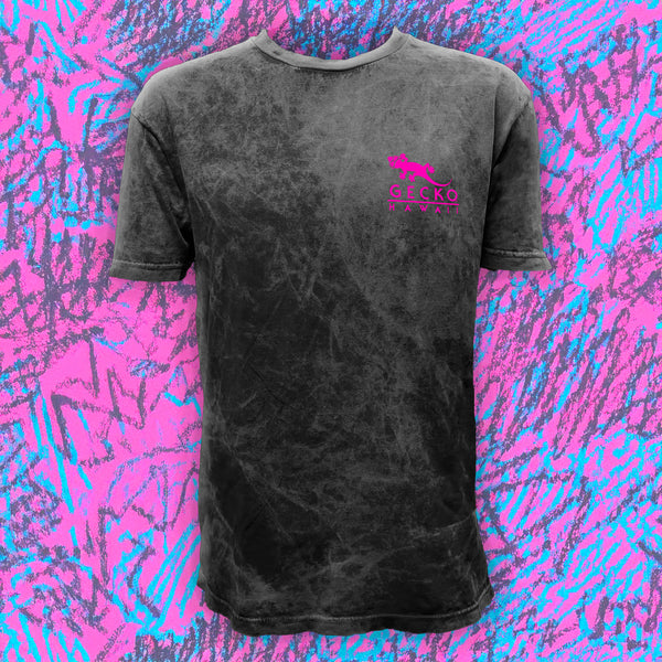 Gecko High Lighter Black Acid Wash Tee