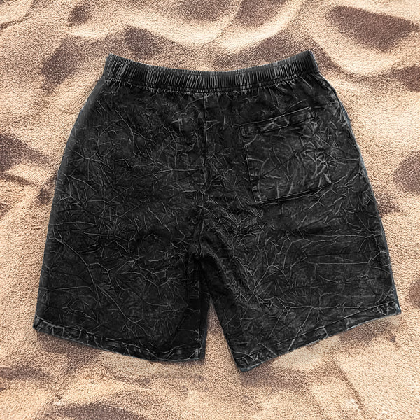 1980's Surfer Style Black Acid Wash Cotton Shorts