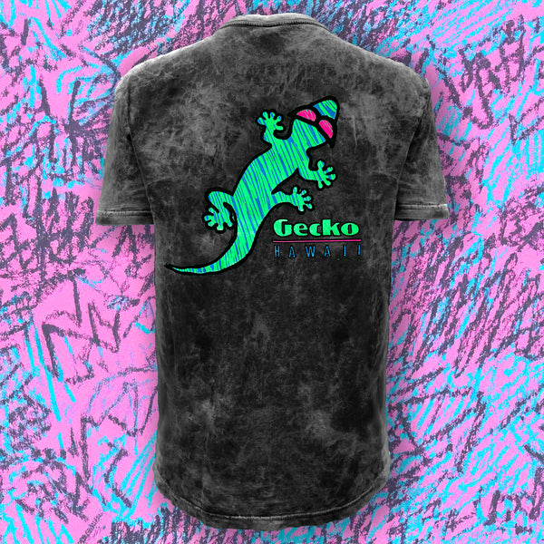 Gecko High Lighter Black Acid Wash Tee