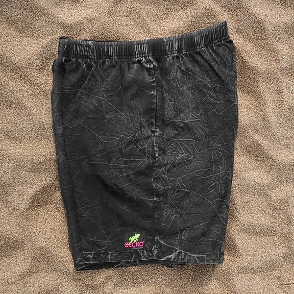 1980's Surfer Style Black Acid Wash Cotton Shorts