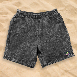 1980's Surfer Style Black Acid Wash Cotton Shorts