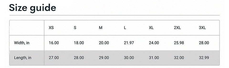 Cotton size guide 3