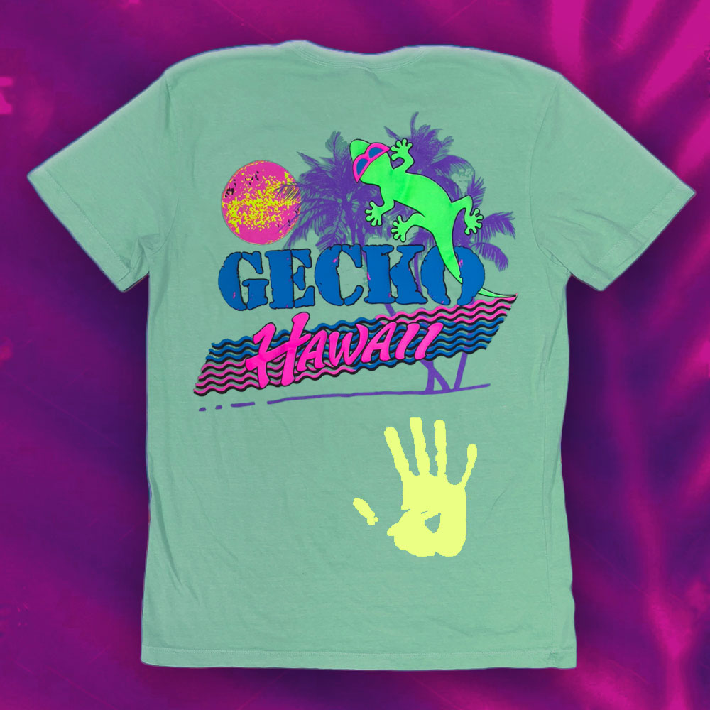 '86 Souvenir Palm HYPERFLASH Green to Yellow Gecko Hawaii