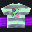 1989 Gecko Graffiti Hand-Painted Beach Style Tee - Green