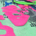 1989 Gecko Graffiti Hand-Painted Beach Style Tee - Green