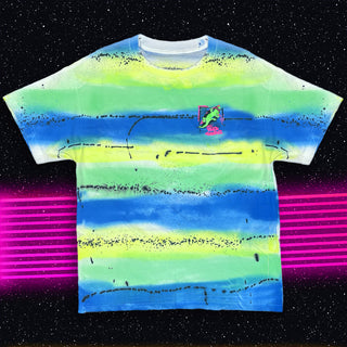 1989 Gecko Graffiti Yellow/Blue/Black Retro Surf Style Tee