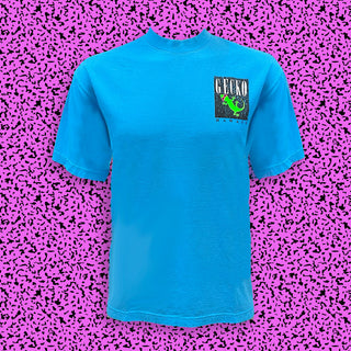 Gecko Marble - 1980s Neon Blue Razz (SINGLE STITCH NECK TEE)