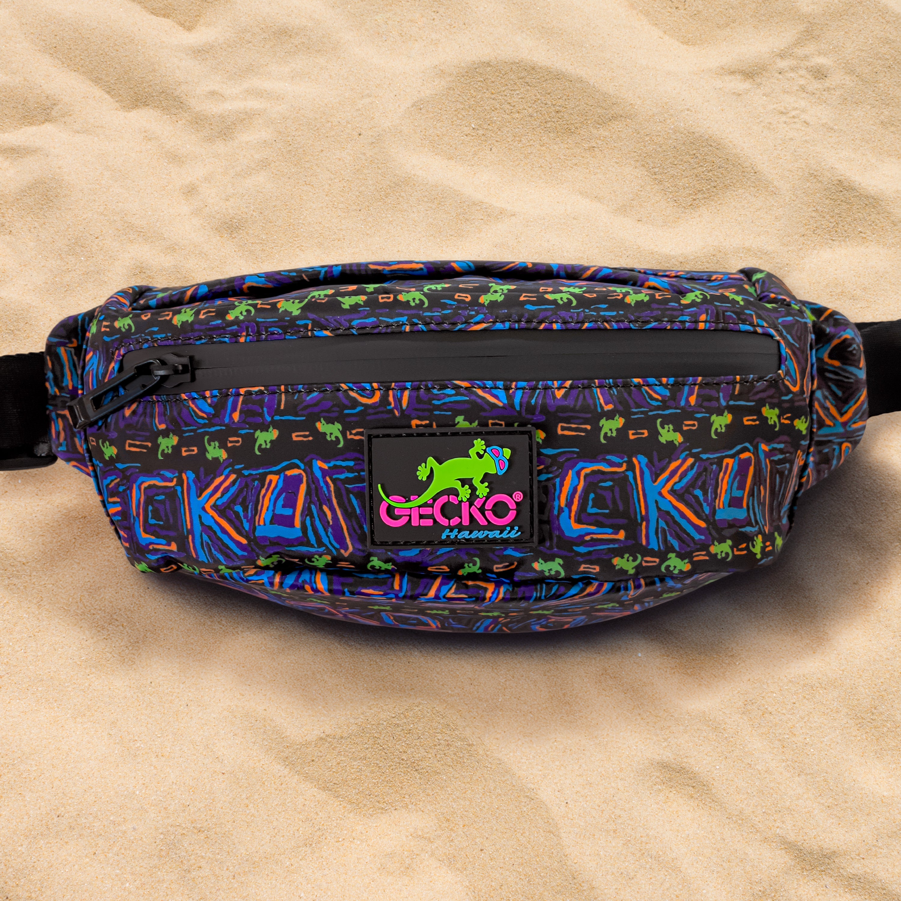 Iconic Multi Purple/Black Retro Fanny Pack | Gecko Hawaii