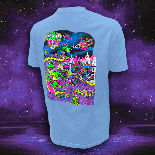 Gecko Space Tiki: 1980's Soft Blue Tee