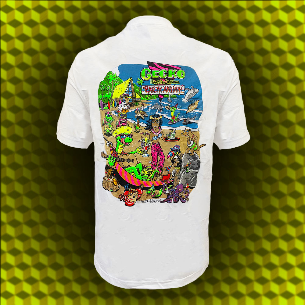 Original Party Animal: Gecko X Nazar White Tee | Gecko Hawaii