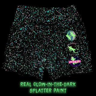 Hand Splattered Gecko Walk Shorts - Glow In The Dark