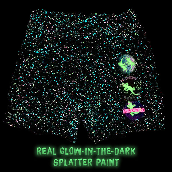 Hand Splattered Gecko Walk Shorts - Glow In The Dark