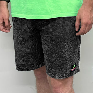 1980's Surfer Style Black Acid Wash Cotton Shorts