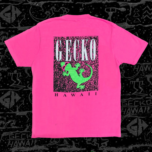 1987 Gecko Marble Hot Pink Neon Pigment Tee
