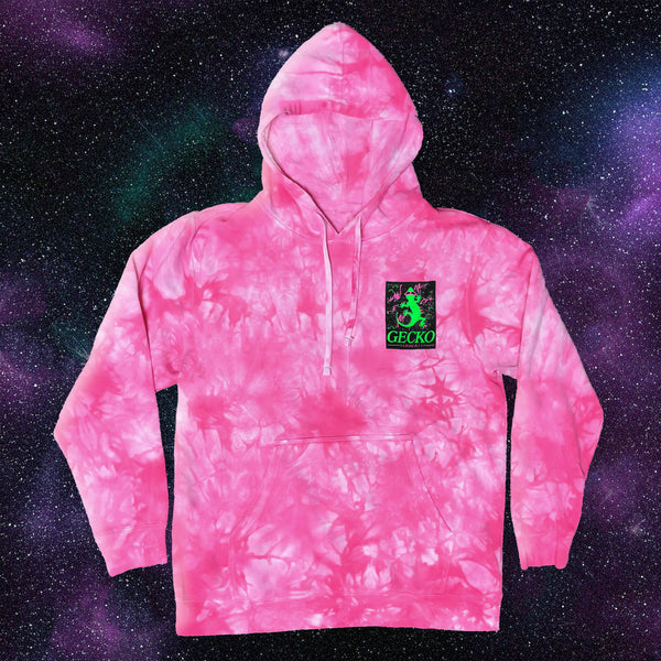 Space Gecko Pink Tie Dye Hoodie
