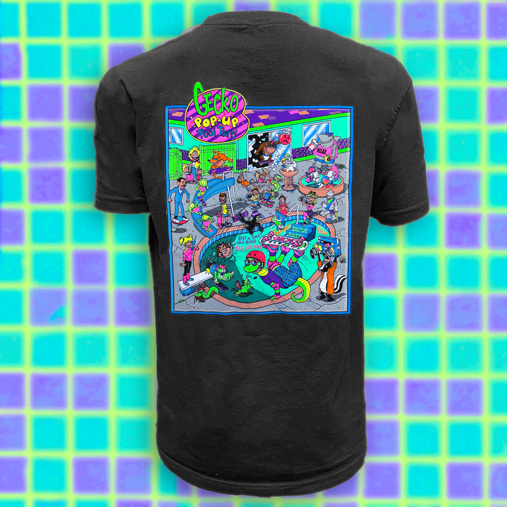 Pop-Up Pool Party Black Beefy Tee | Gecko Hawaii