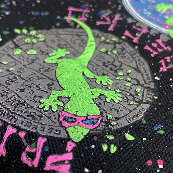 Hand Splattered Gecko Walk Shorts - Glow In The Dark