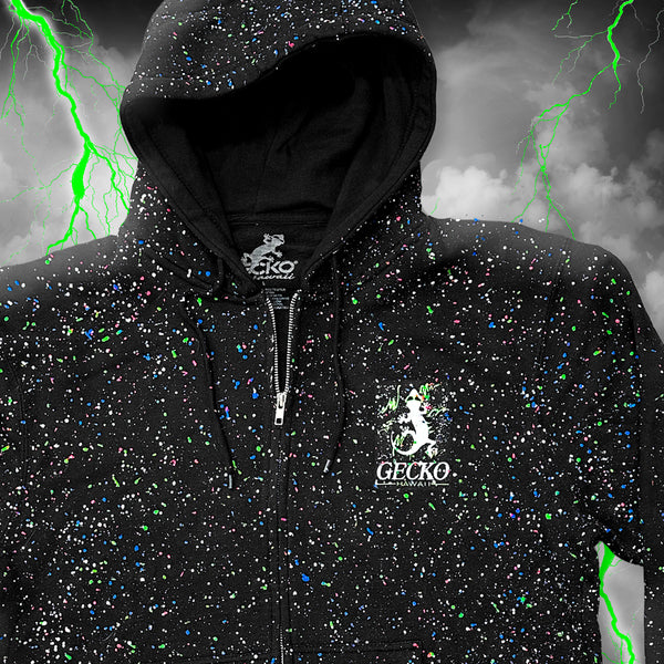 Space Gecko Limited Edition Glow In The Dark Splatter Zip Hoodie