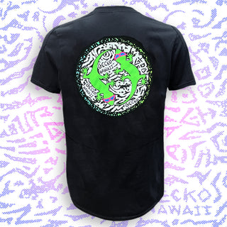 Gecko Swirl V2 - Black Cotton Tee