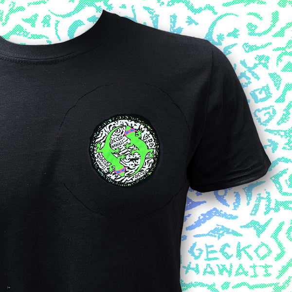 Gecko Swirl V2 - Black Cotton Tee