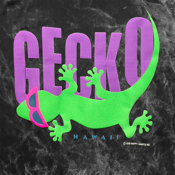 1989 Gecko Tail Flip Acid Wash Black Tee
