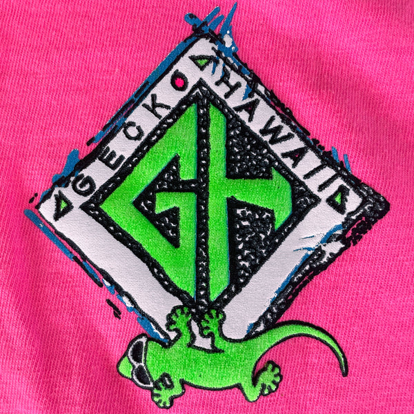 1987 Hot Pink Adventure Gecko Neon Pigment Tee
