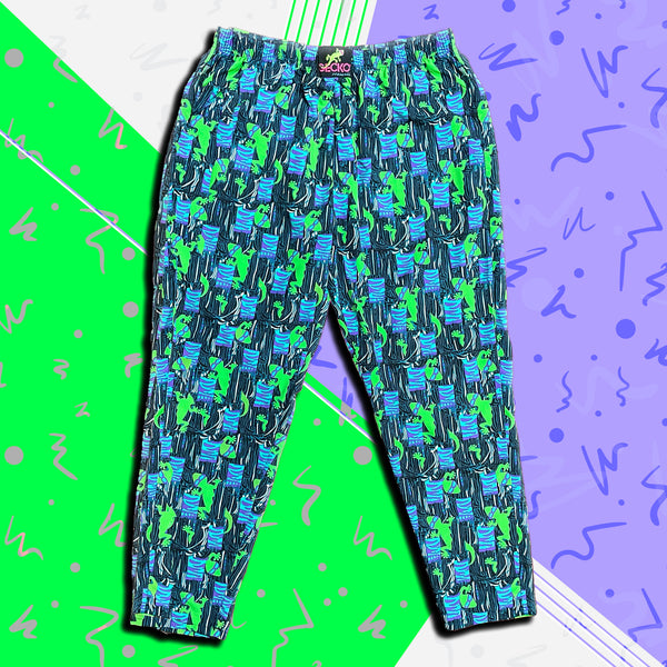 1988 ORIGINAL Cotton Jungle Beach Pants - Jade/Purple