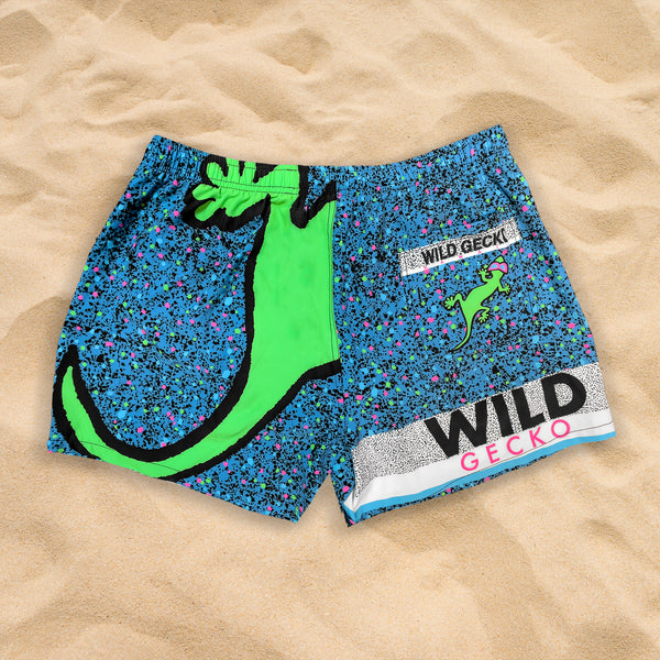 1989 Gecko Splatter Wrap Blue Multiverse Volley Shorts