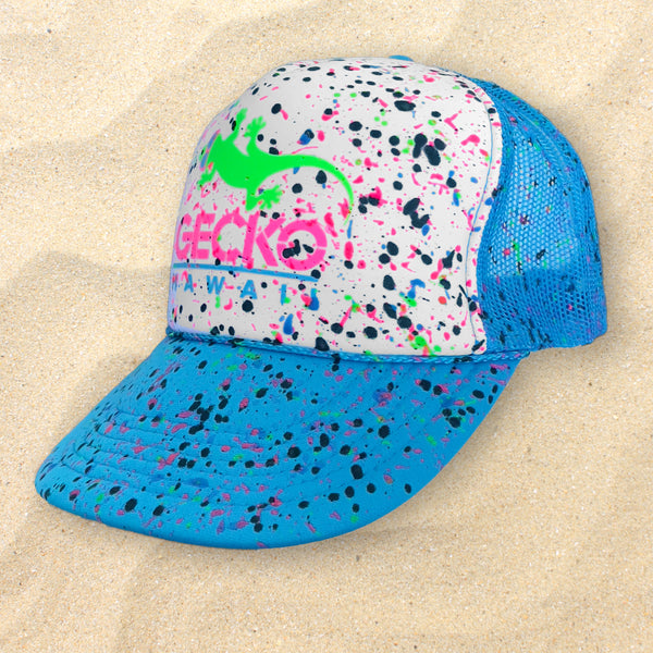 Glow-In-The-Dark Splatter Neon Blue Trucker Hat (LIMITED)