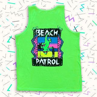 Gecko Beach Patrol - 1980's Neon Green Tank