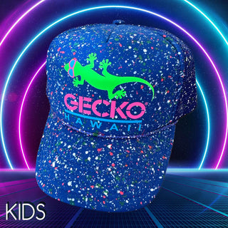 KIDS Glow-In-The-Dark Splatter Blue Razz Trucker Hat (LIMITED)