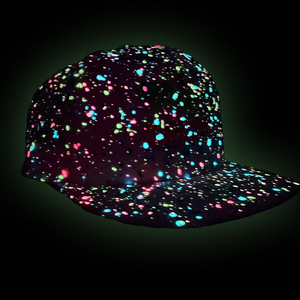 Glow-In-The-Dark Splatter White Snapback Hat (LIMITED)