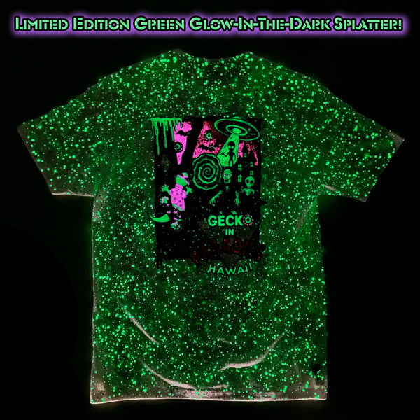 Secret Gecko Para-Dies Glow In The Dark Splatter Halloween Tee