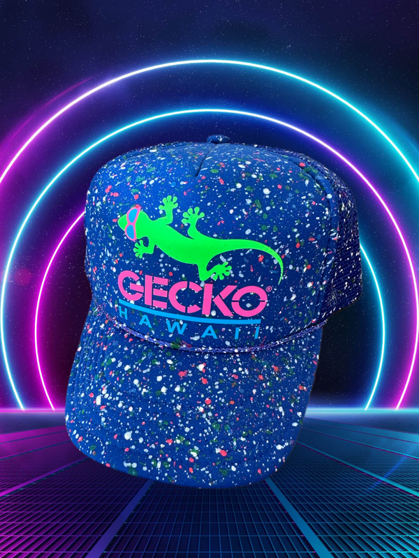 KIDS Glow-In-The-Dark Splatter Blue Razz Trucker Hat (LIMITED)
