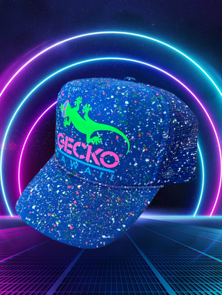 KIDS Glow-In-The-Dark Splatter Blue Razz Trucker Hat (LIMITED)