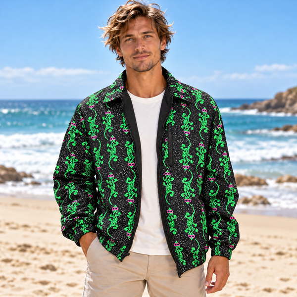 Gecko Camo Reversible Windbreaker Black
