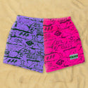 Gecko Wall - Neon Pink/Purple Split Volley Shorts
