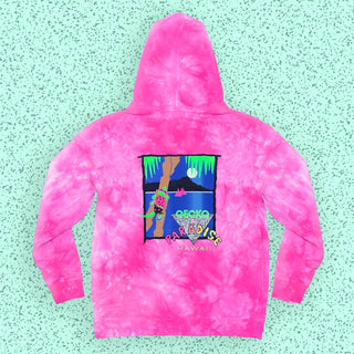 Gecko In Paradise Pink Tie Dye Hoodie