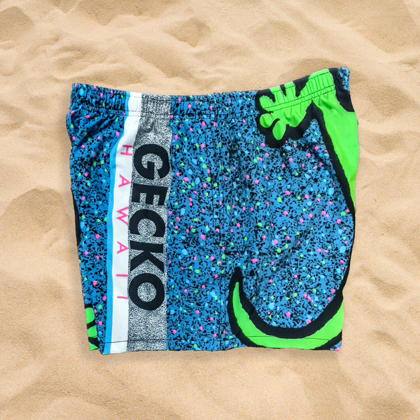 1989 Gecko Splatter Wrap Blue Multiverse Volley Shorts