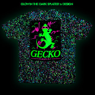 Limited Edition Space Gecko Glow In The Dark Splatter White Tee