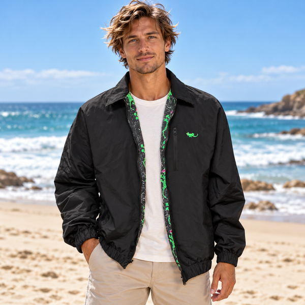 Gecko Camo Reversible Windbreaker Black