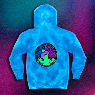 Gecko Swirl Neon Aqua Blue Tie Dye Hoodie