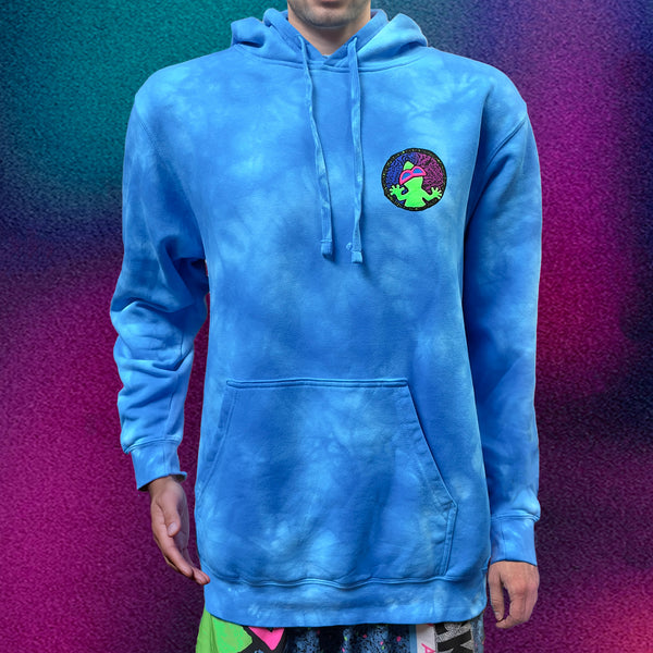 Gecko Swirl Neon Aqua Blue Tie Dye Hoodie