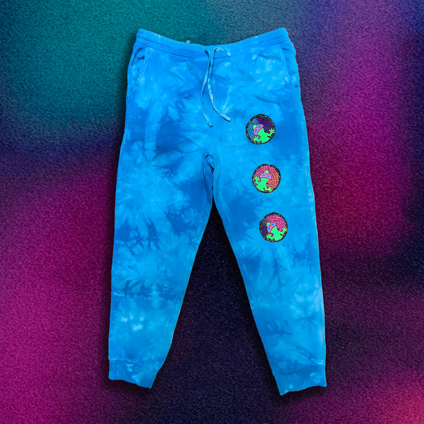 Neon Aqua Blue Tie-Dye Sweatpants